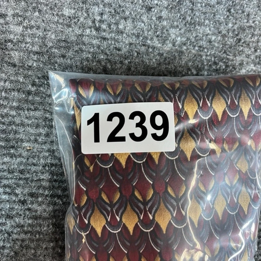 Stonehenge Mens Silk Tie Burgundy Gold Geometric Pattern Handmade Necktie